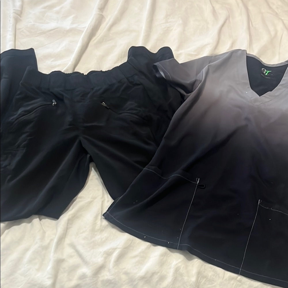 White Cross Black Scrub Top